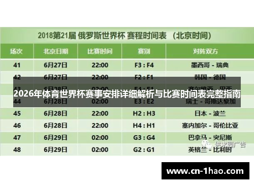 2026年体育世界杯赛事安排详细解析与比赛时间表完整指南